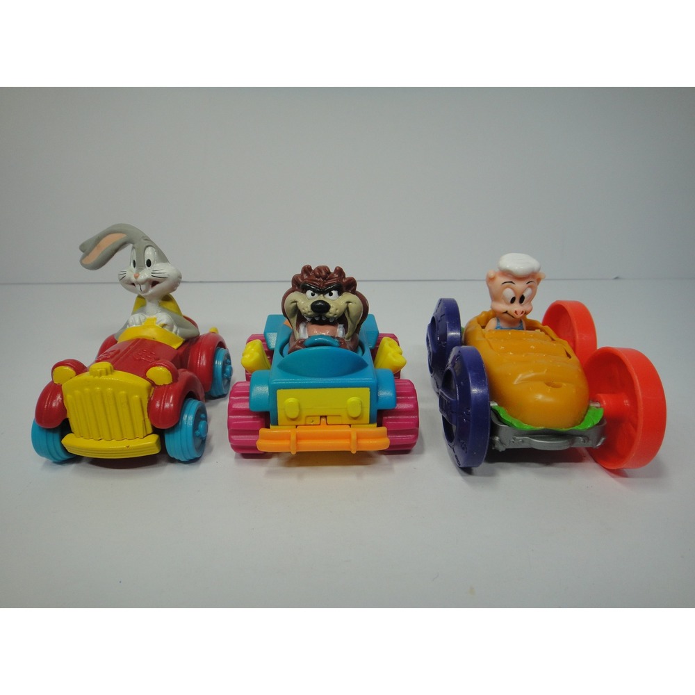 Vintage 1992 Looney Tunes Toy Cars Bugs Bunny Tazmanian Devil Porky Pig Set of 3